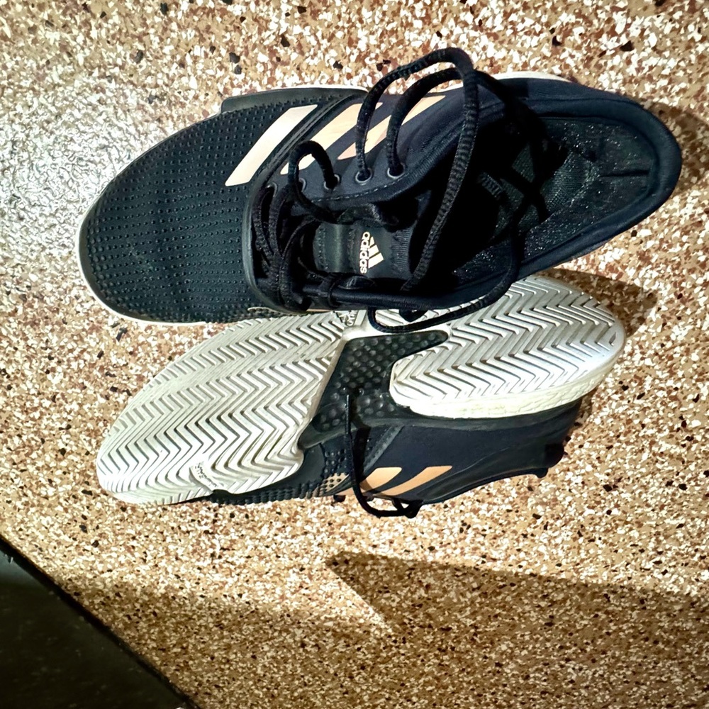 Adidas Black and Beige Athletic Shoes